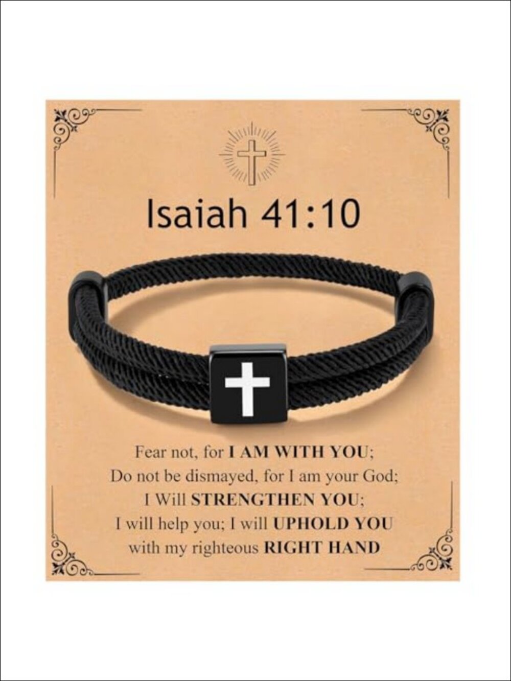 Men's Adjustable Braided Nylon Rope Bracelet with Cross Charm